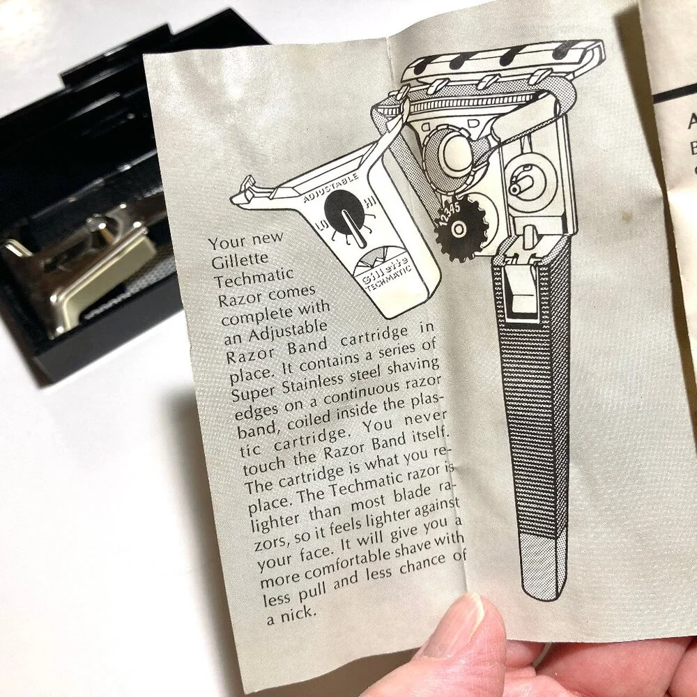 Vintage Gillette Techmatic Razor with Travel Case, 1965